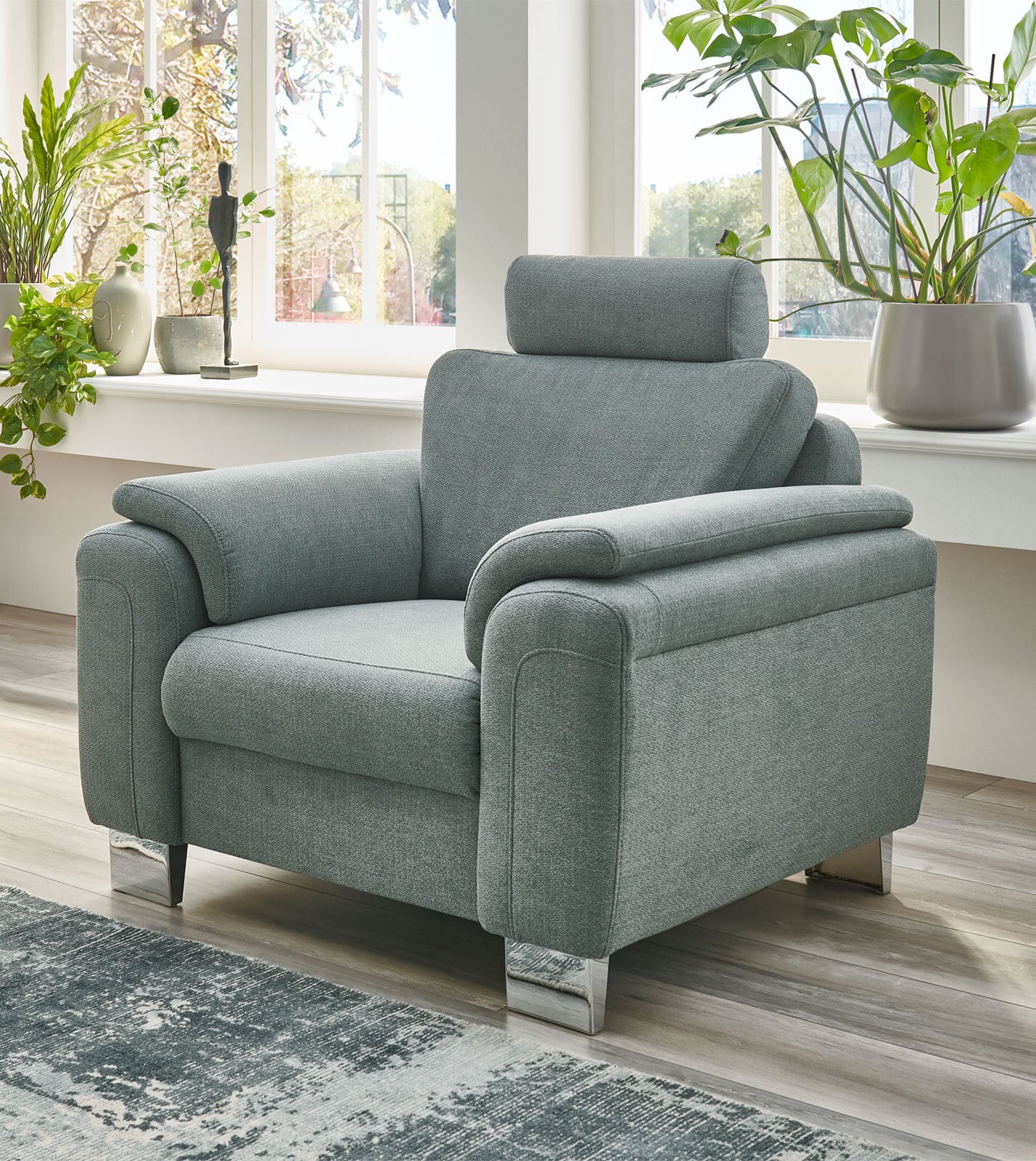 Sessel Amiens Stoffbezug Belle Silver/Hellgrau 110x84x93 cm