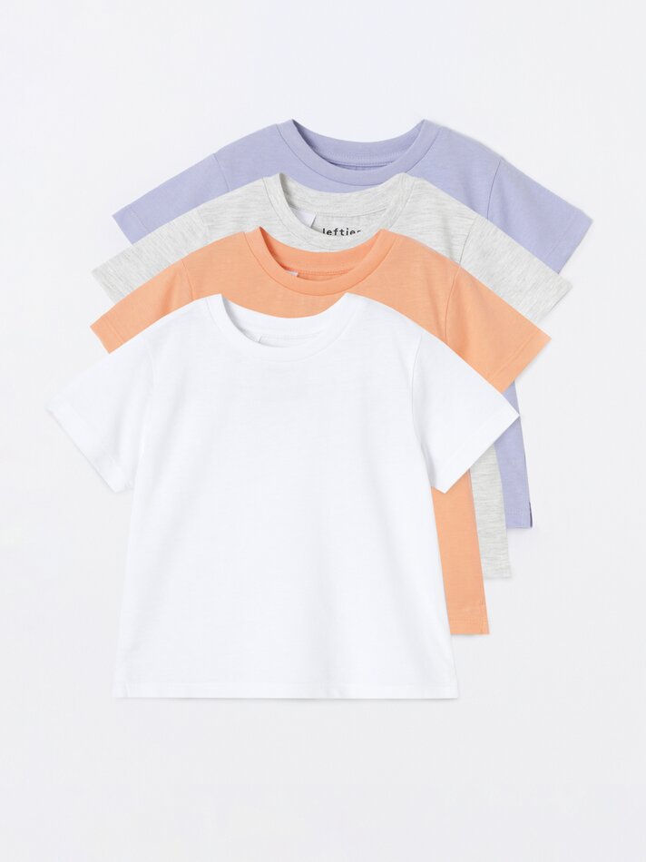 Pacote com 4 camisetas lisas de manga curta - Salmão