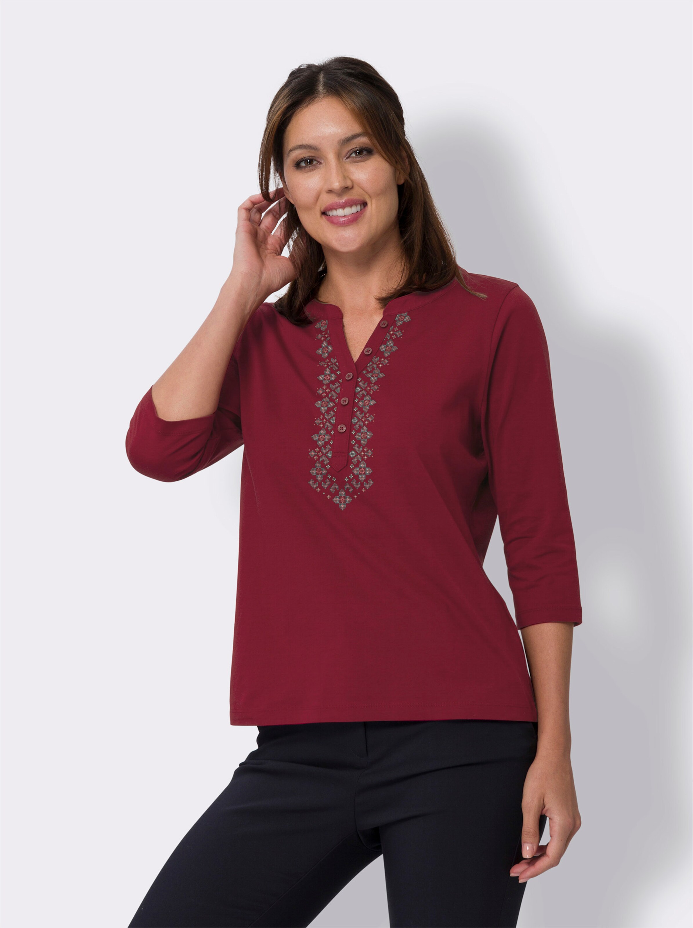 34-Arm-Shirt mit Ethno-Druck