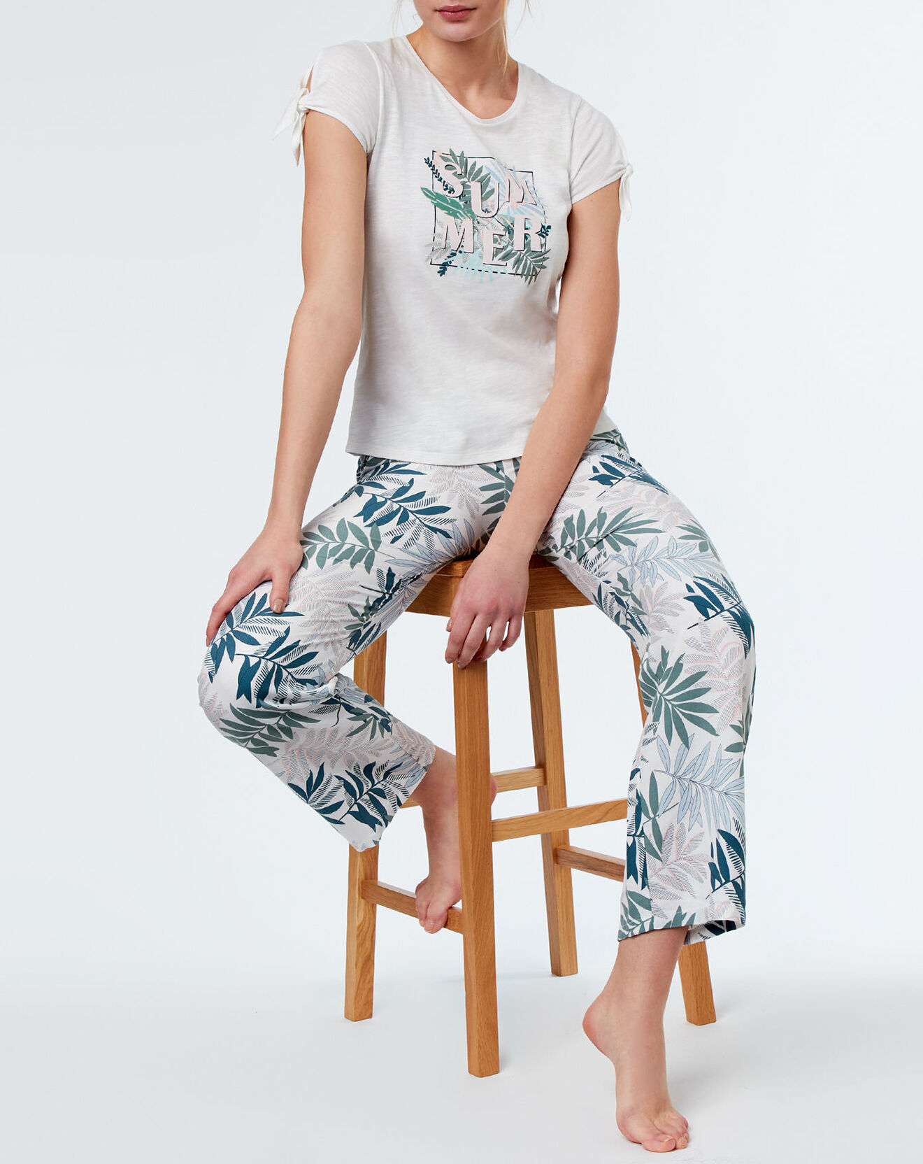 Etam Haut de pyjama Hippolyne à motif écru