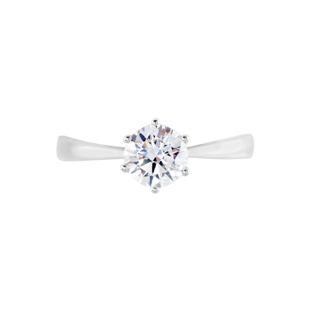 Solitaire Or Blanc Laurian Oxyde De Zirconium Blanc