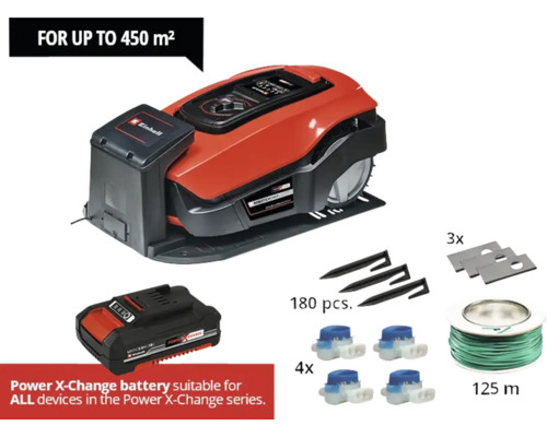 Einhell Power X-Change Freelexo 450 Bluetooth robotmaaier inclusief 2 Ah accu