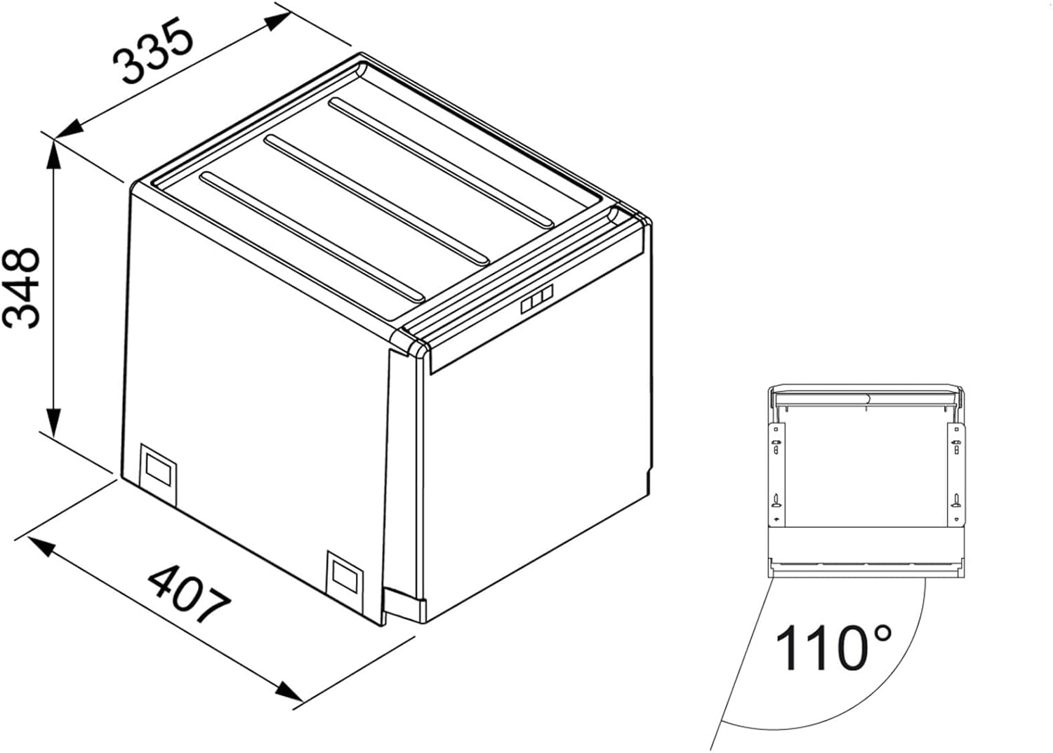 Franke Kitchen Systems Sorter von Abfällen Cube 40 134.0039.332, 34,8 x 33,5 x 40,7 cm, Schwarz