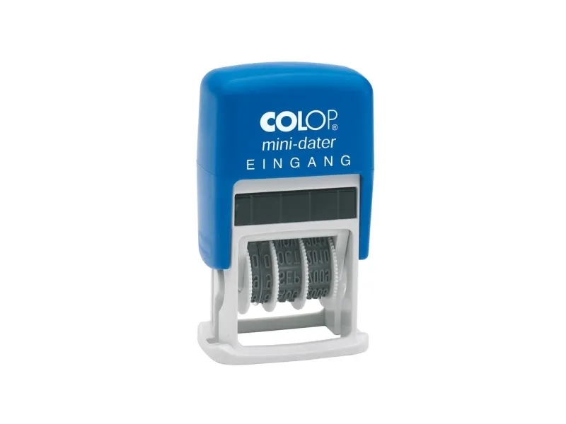 Colop Datumstempel mit Text Mini-Dater, Traditionel, Datostempel, Plast, 12 x 25 mm, Blå, Plast