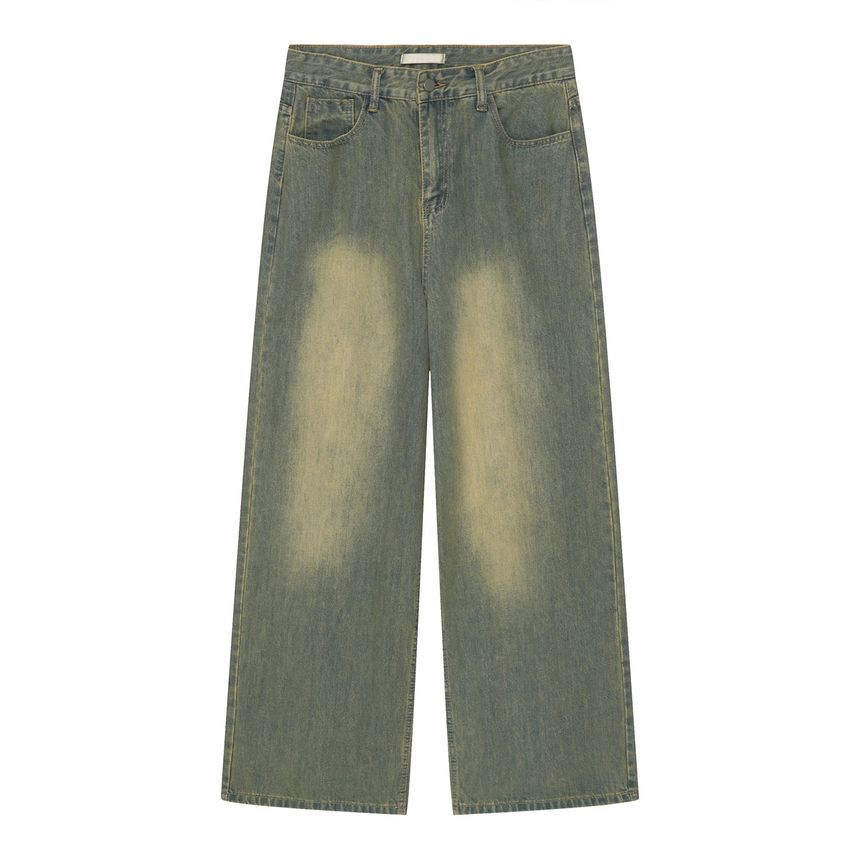 FAERIS - Low Rise Washed Wide Leg Jeans