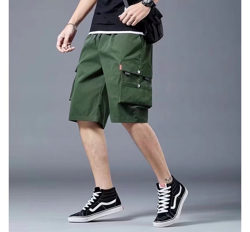 Acrius - Mid Rise Plain Cargo Shorts