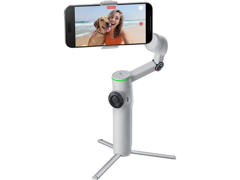 Insta360 Gimbal Flow 2 Pro Creator-Paket Grau Ultimativer Kl-Tracking-Stabilisator mit Spotlight, magnetischer Handyhalterung und USB-C-Ladekabel