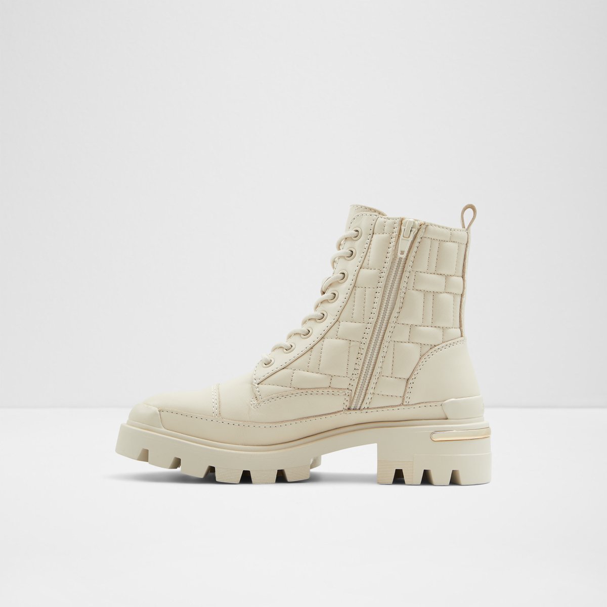 Quilt White Women Combat boots