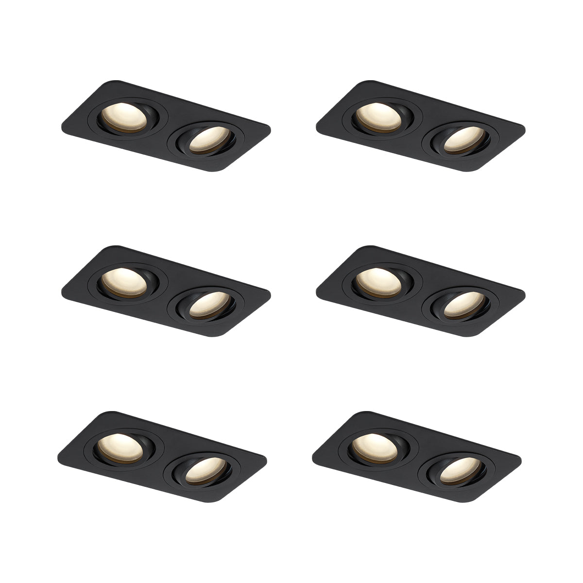 QAZQA Set van 6 Afgeronde inbouwspot zwart GU10 50mm draai- en