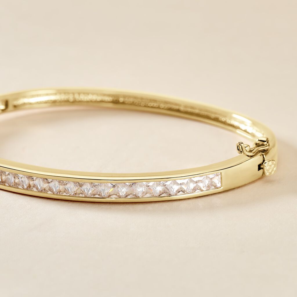 Bracelet Jonc Frieda Plaqué Or Jaune Oxyde De Zirconium