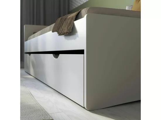 Lit gigogne 90x190 cm bois massif blanc LEO