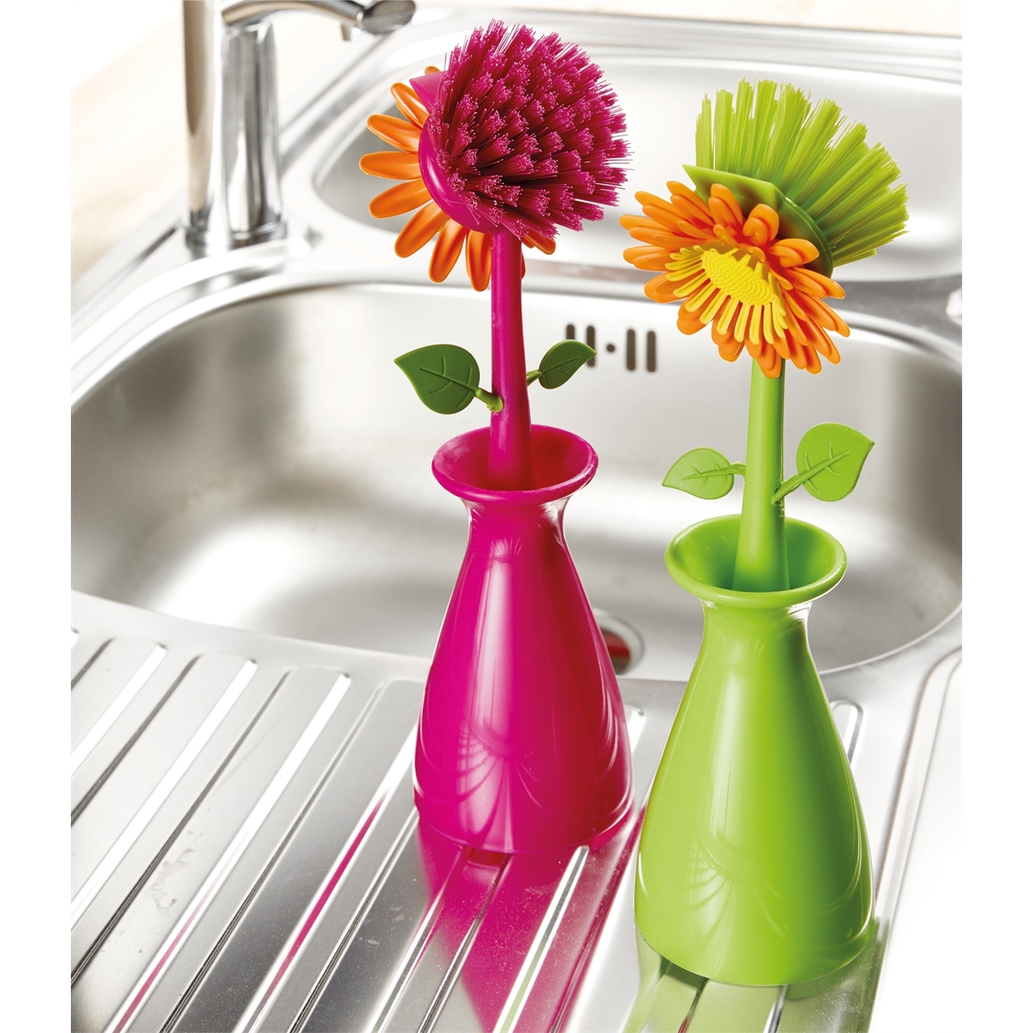 Lot de 2 brosses vaisselle fleur