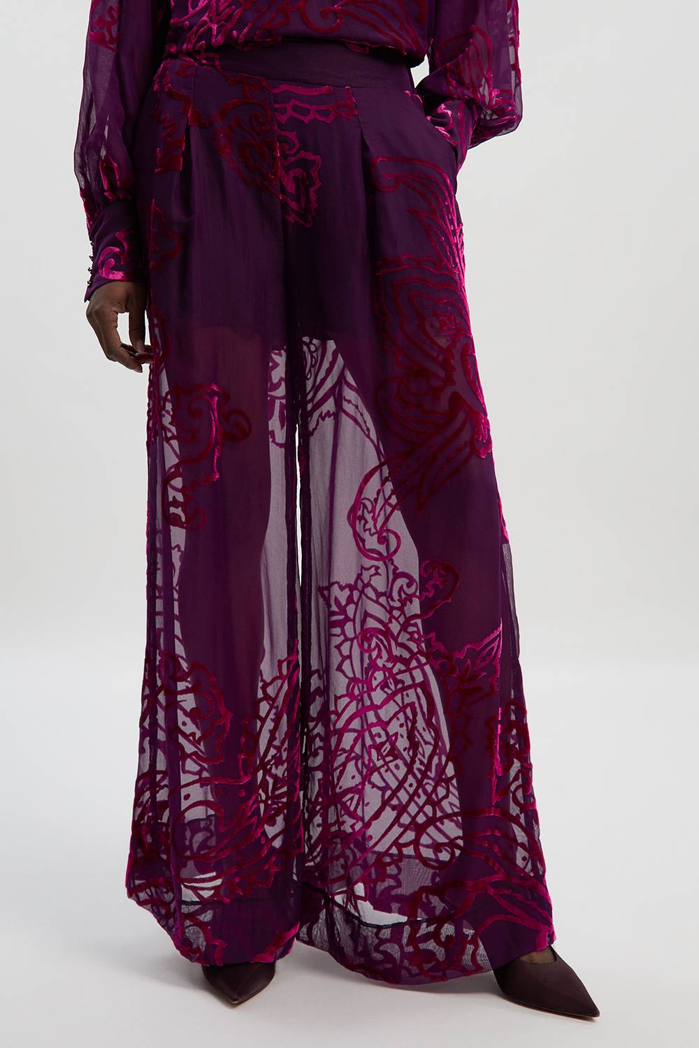 KarenMillen Pantalon Large Tissé Paisley Dévoré