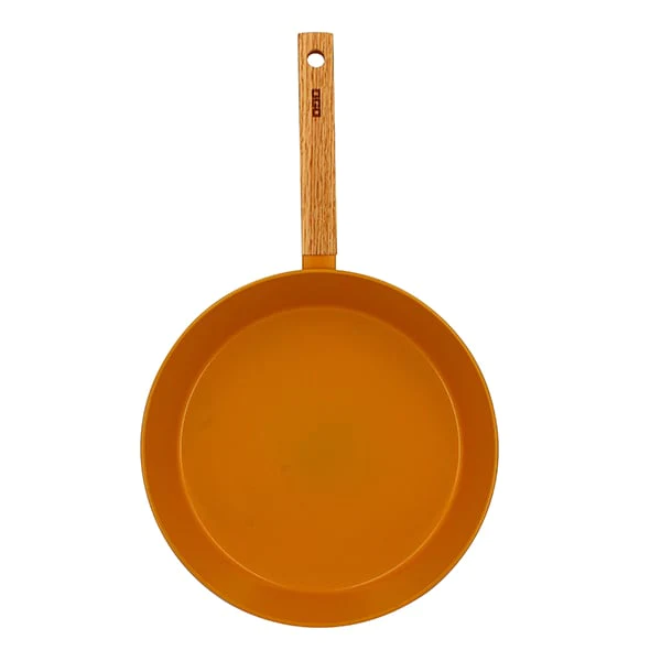 Poêle Ector induction aluminium revêtu manche en bois 28 cm jaune Ogo