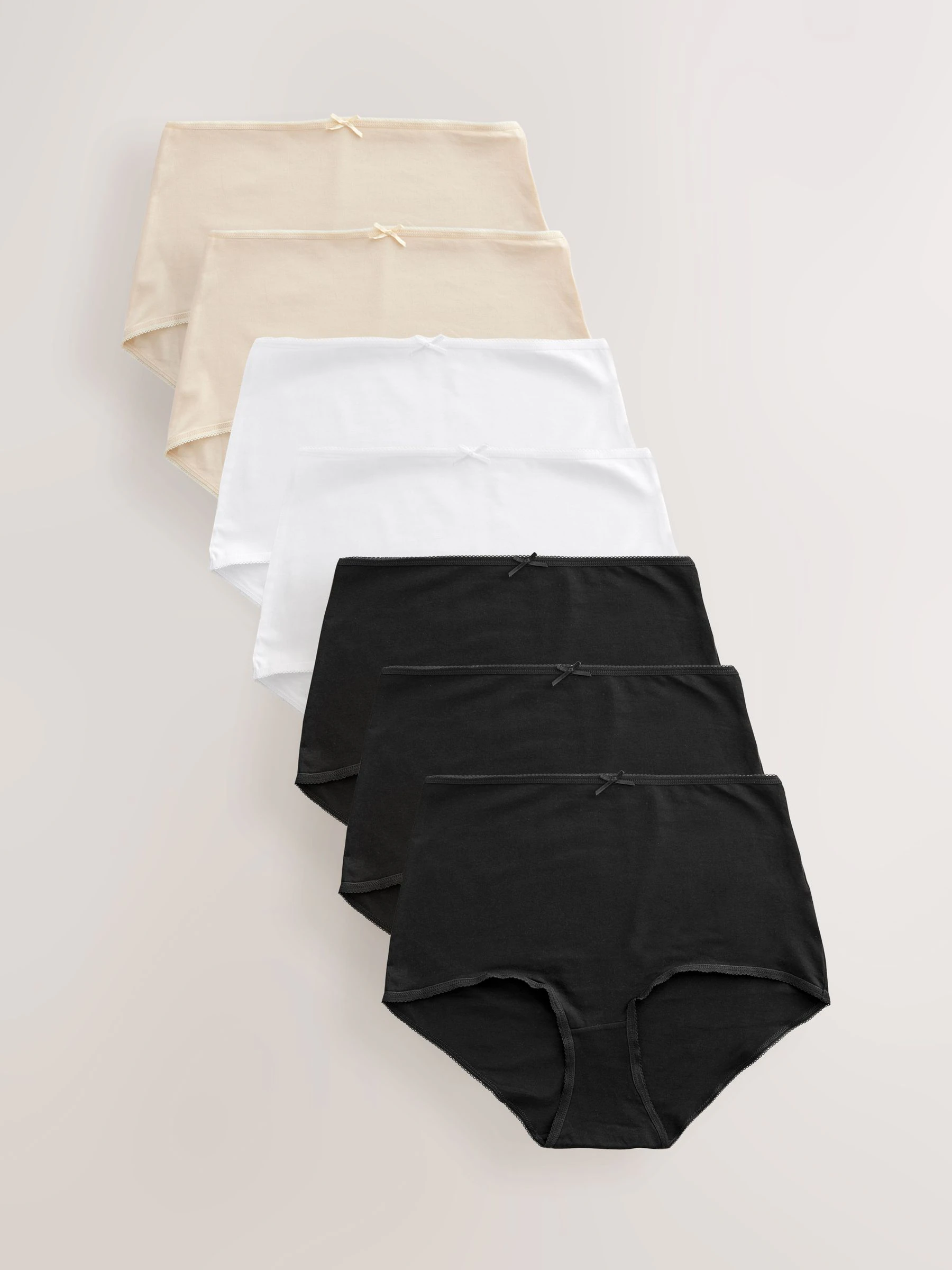 Zwart/pastelroze huidskleur/wit - Set van 7 slips met hoog katoengehalte