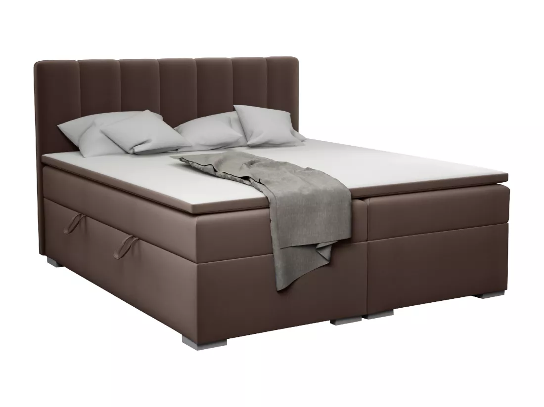 LIT BOXSPRING avec surmatelas Monaco 160x200 cm, brun foncé (Jasmine 28)