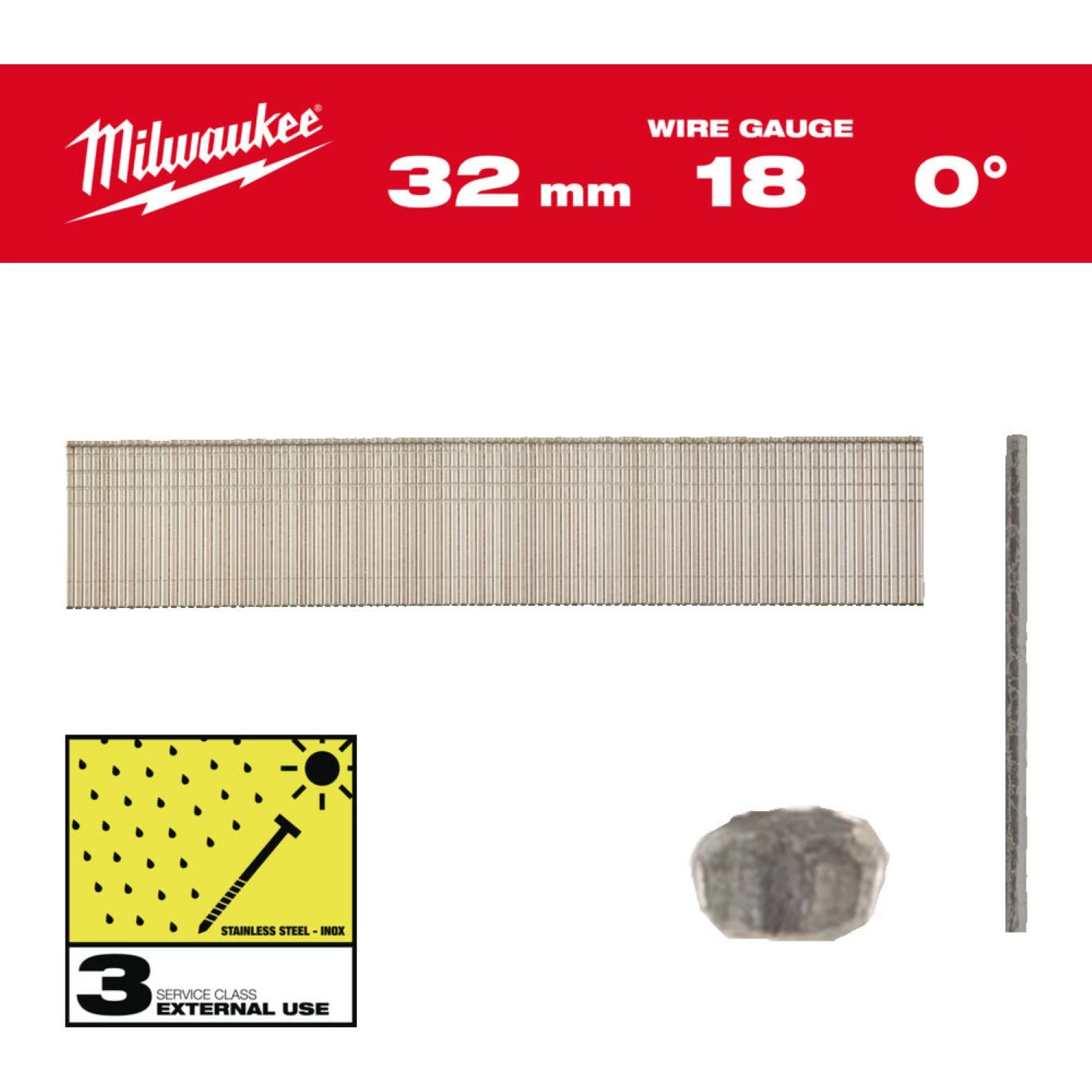 Milwaukee 4932492561 Nagels brad Inox 18G/32mm/SC3-5kpc