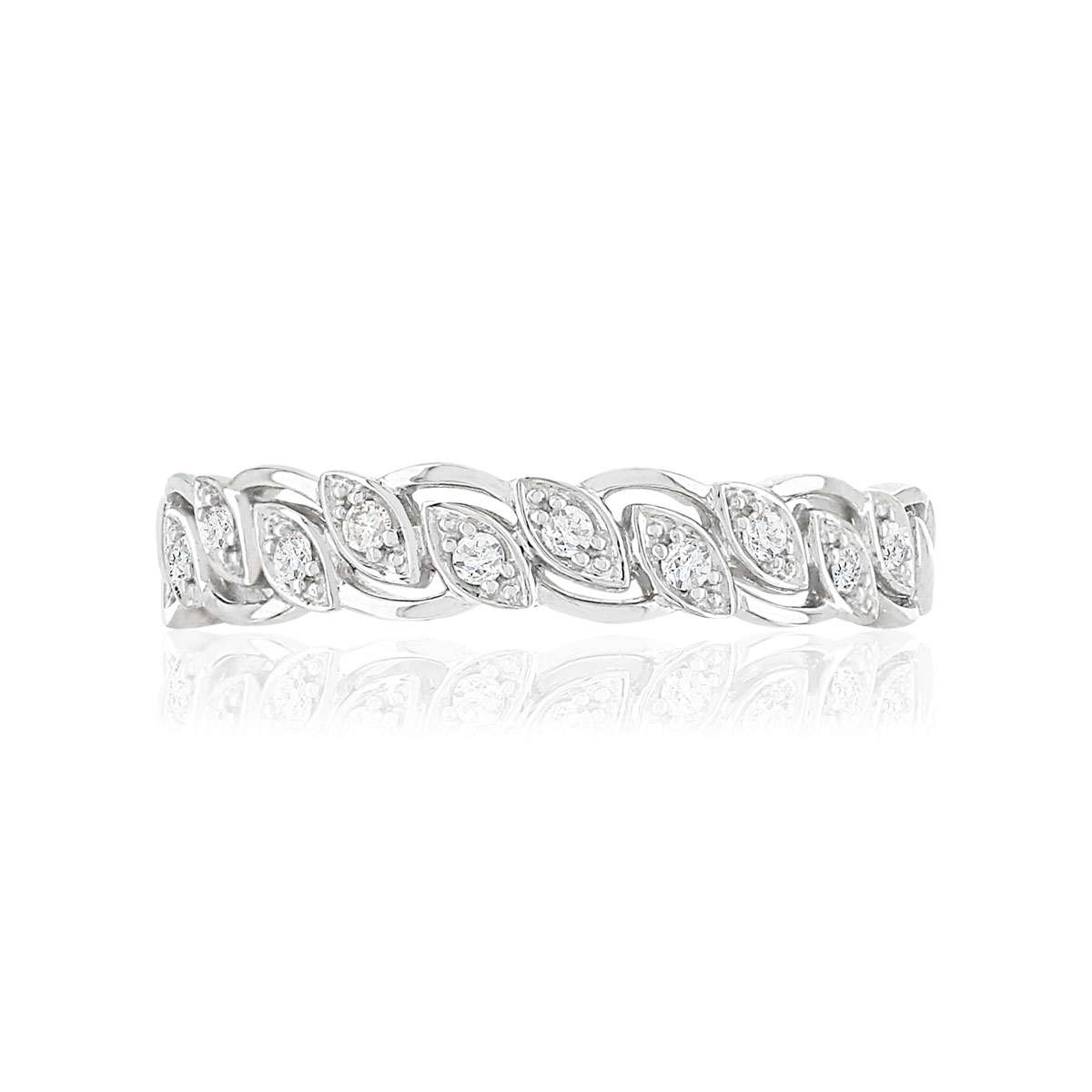 Bague or 375 blanc diamants
