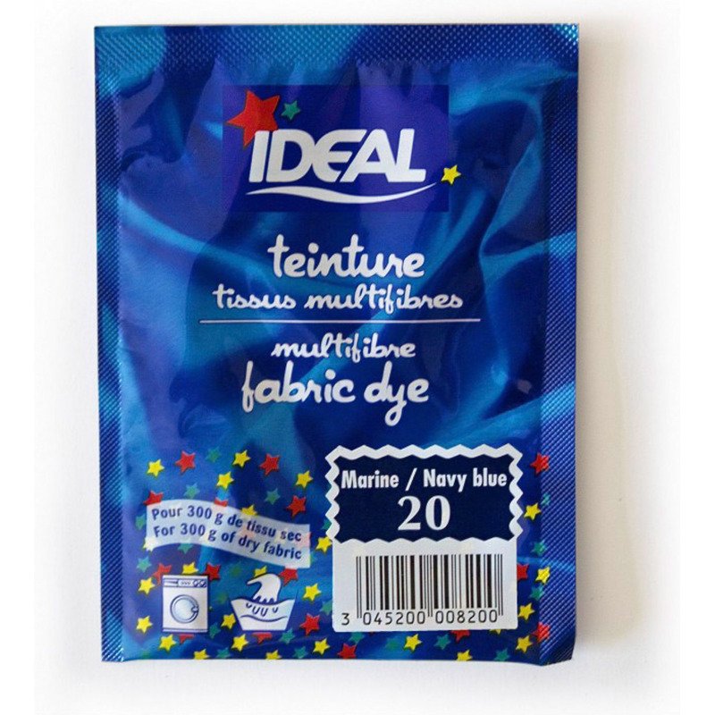 Teinture textile pour tissus multifibres Ideal - Bleu marine N°20 - Sachet de 15 g