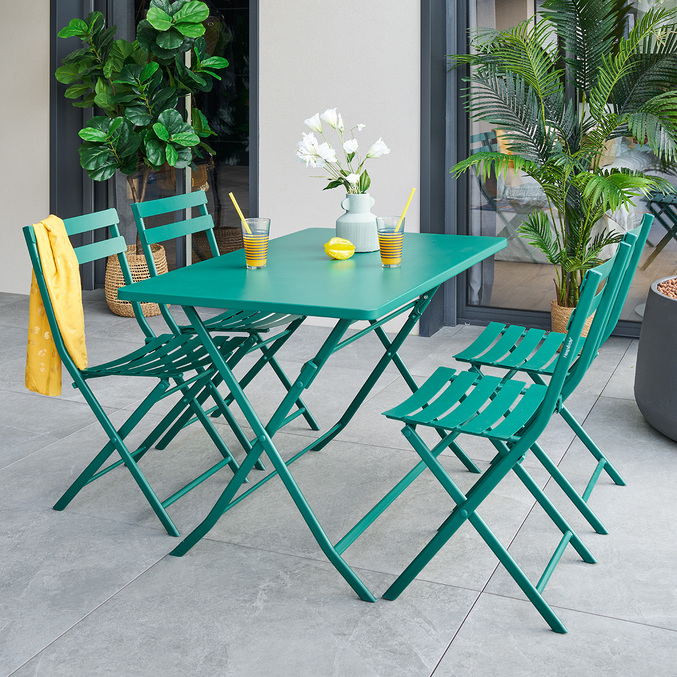 Ensemble table de jardin pliante rectangle + 2 chaises GREENSBORO Opale