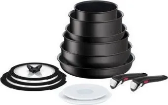 Tefal Ingenio Unlimited L7639002, Stegesæt, Sort, Aluminium, Sort, Thermo-Spot, Keramisk, Gas, Halogen, Induktion