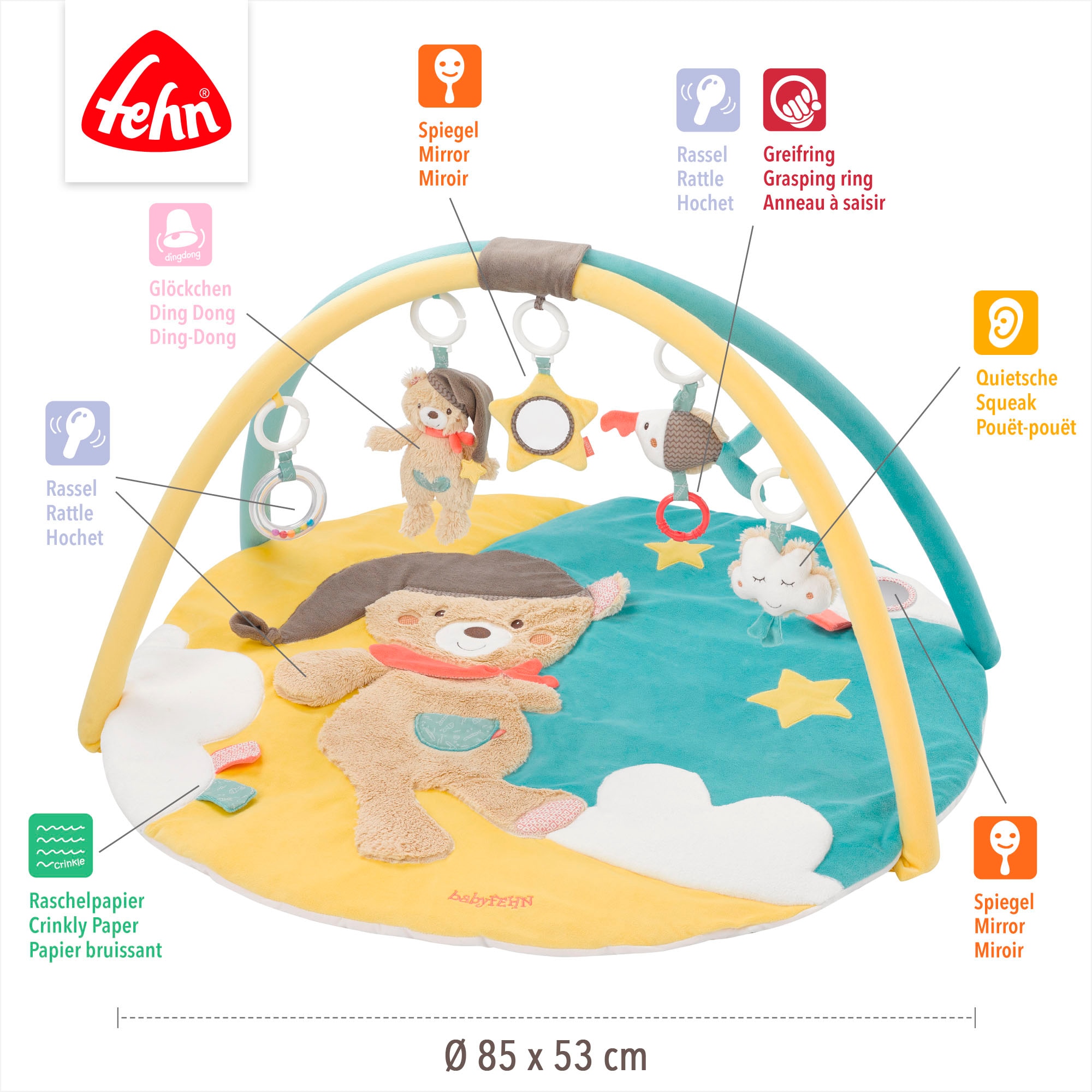 Fehn Spielbogen »Bruno, 3-D-Activity-Decke« mit Krabbeldecke