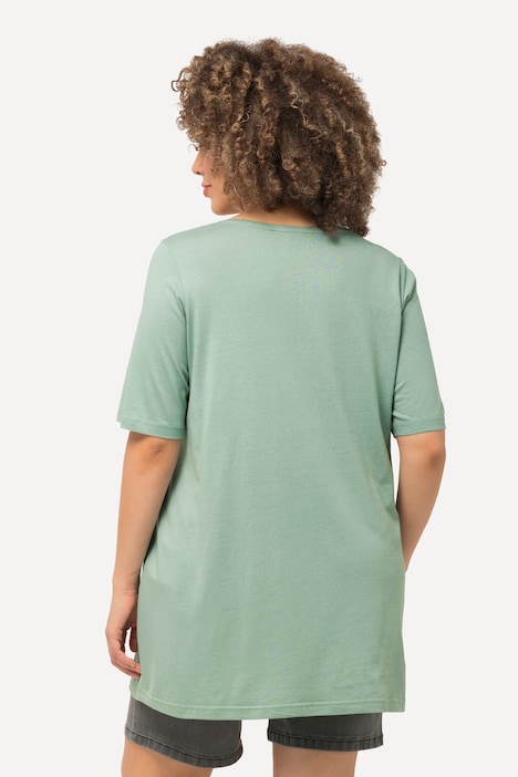 T-Shirt, Zierfalten, A-Linie, Rundhals, Halbarm, Modal