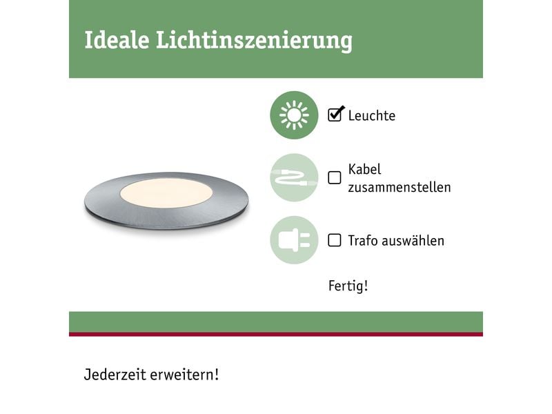 Paulmann Gartenspot Plug & Shine Floor Mini 3000 K Bodeneinbauleuchte für das Plug & Shine System