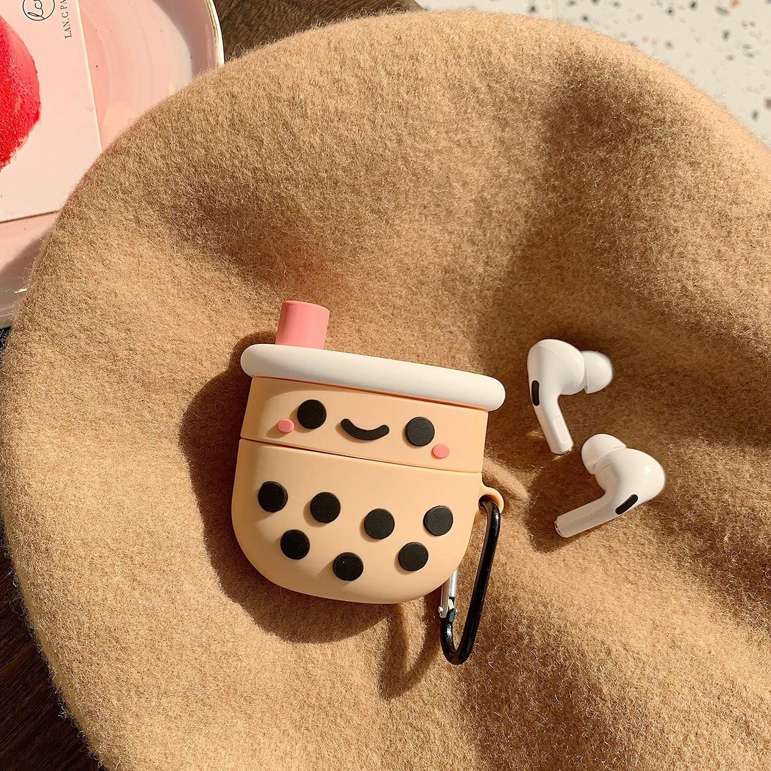 AirPods Pro Silikon Schutzhülle Abdeckung mit Karabinerhaken - Bubble Tea
