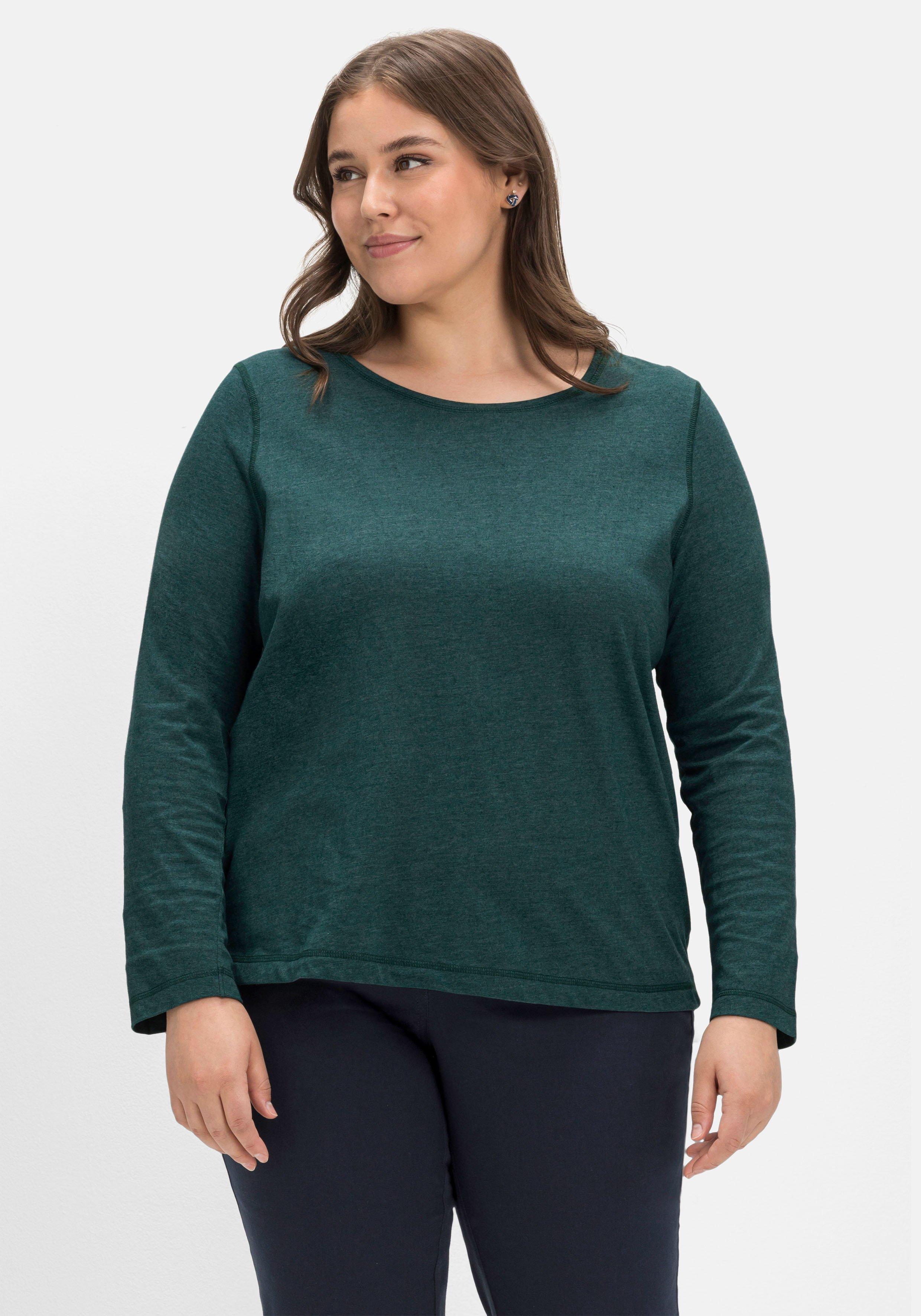 Langarmshirt aus Jersey, in melierter Optik