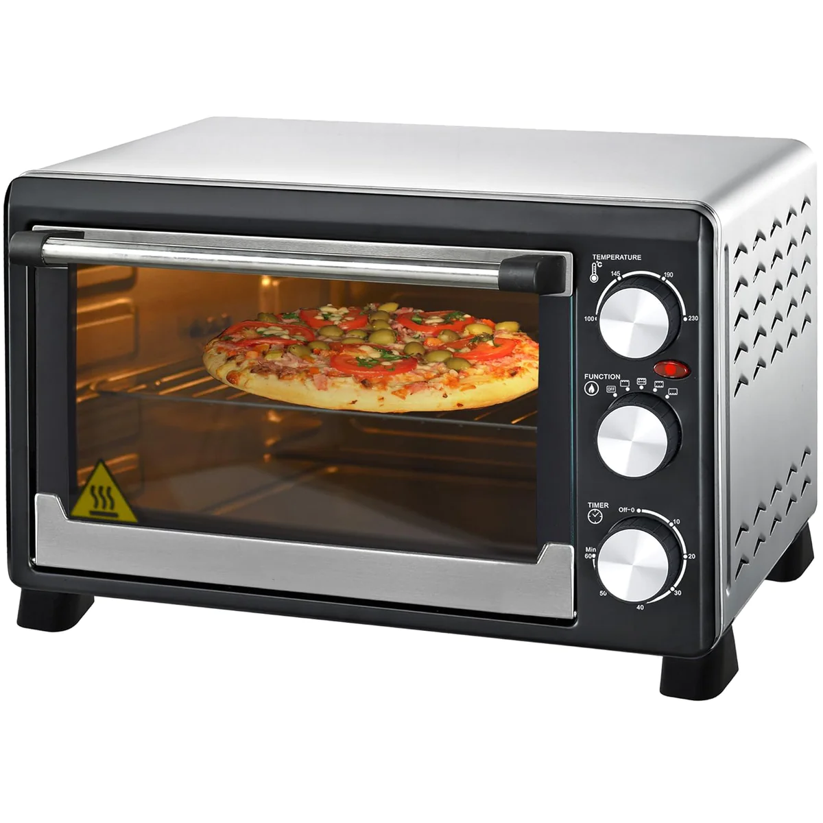 Mini Four avec chaleur tournante 23 L Acier Inoxydable tournebroche et