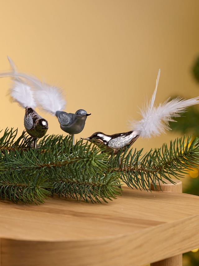 3 Glasvögel, 8 cm, mundgeblasen, von Hand dekoriert