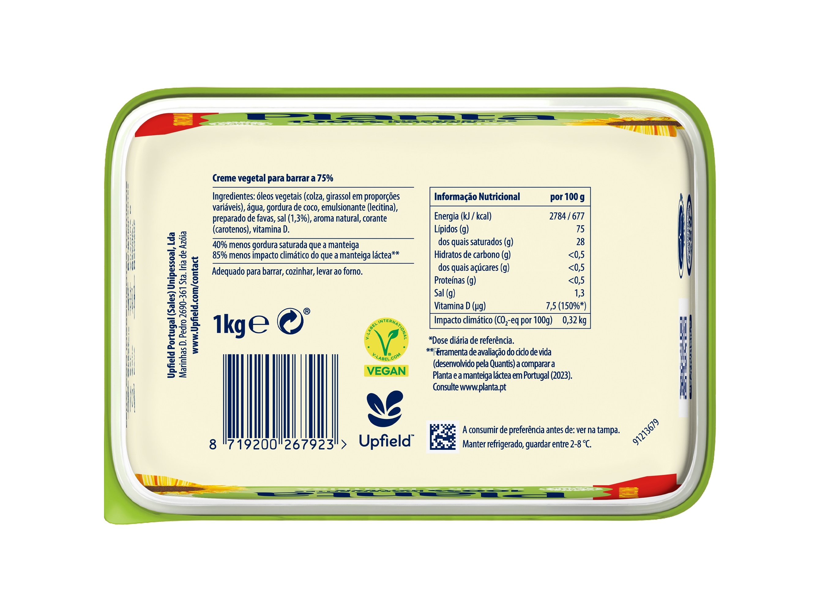 CREME VEGETAL PLANTA P/BARRAR SABOR A MANTEIGA 1KG