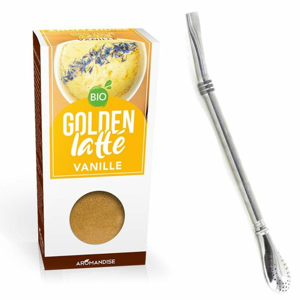 Latte au curcuma & vanille 60 g + paille inox avec filtre