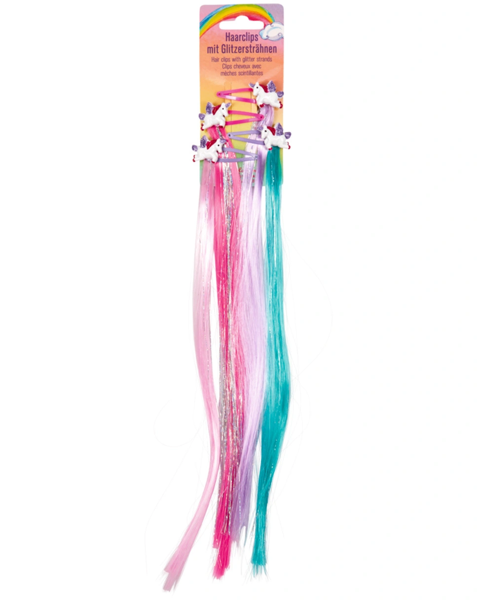 Haarclips mit Glitzersträhnen EINHORN PARADIES - GLITTER