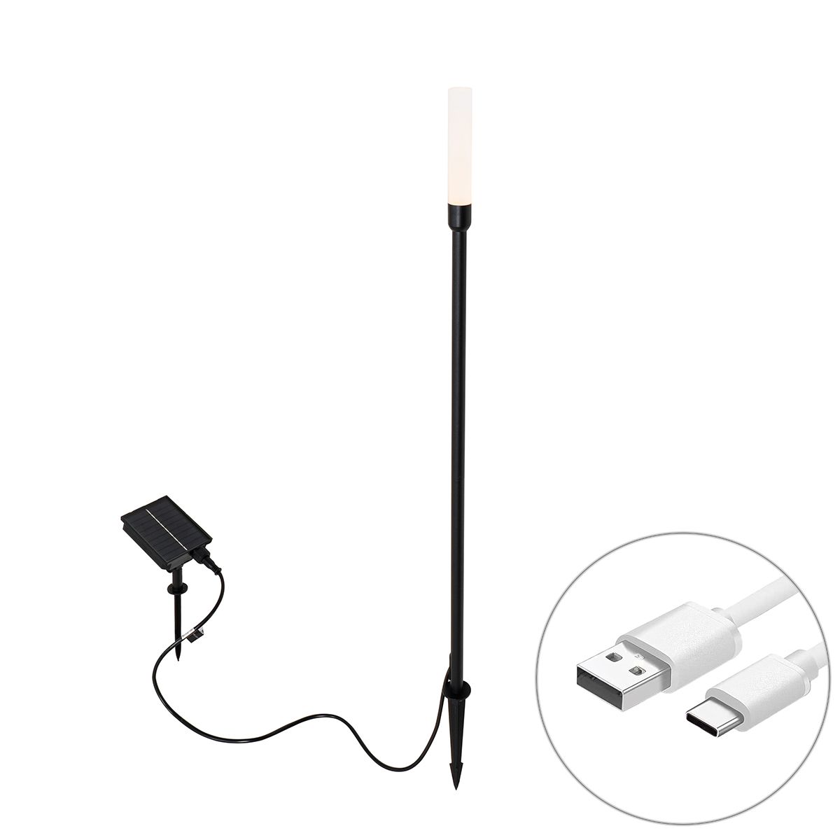 Buiten vloerlamp zwart incl. LED oplaadbaar en solar - Barry