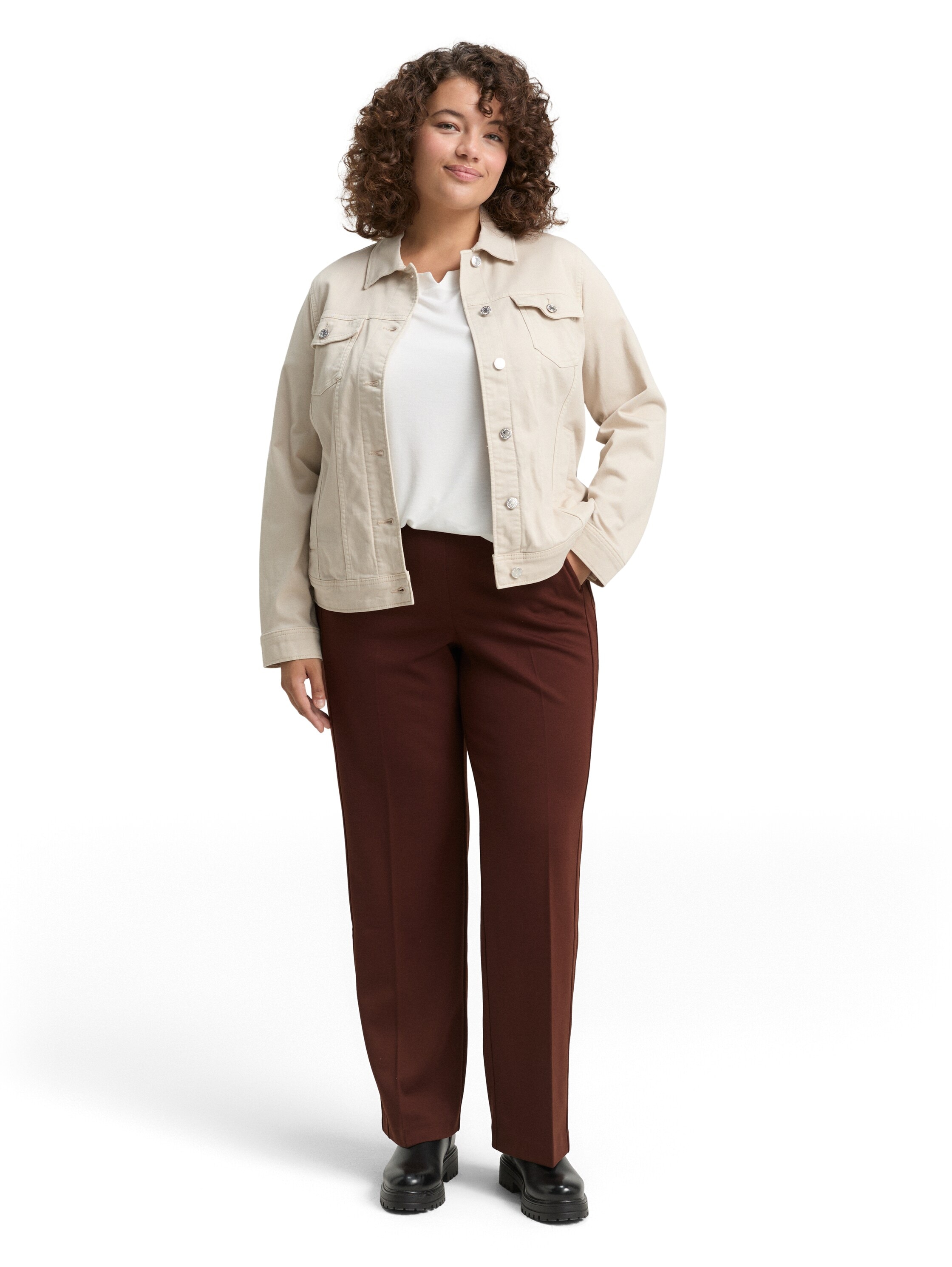 TOM TAILOR PLUS Bundfaltenhose  mit elastischem Gummizug