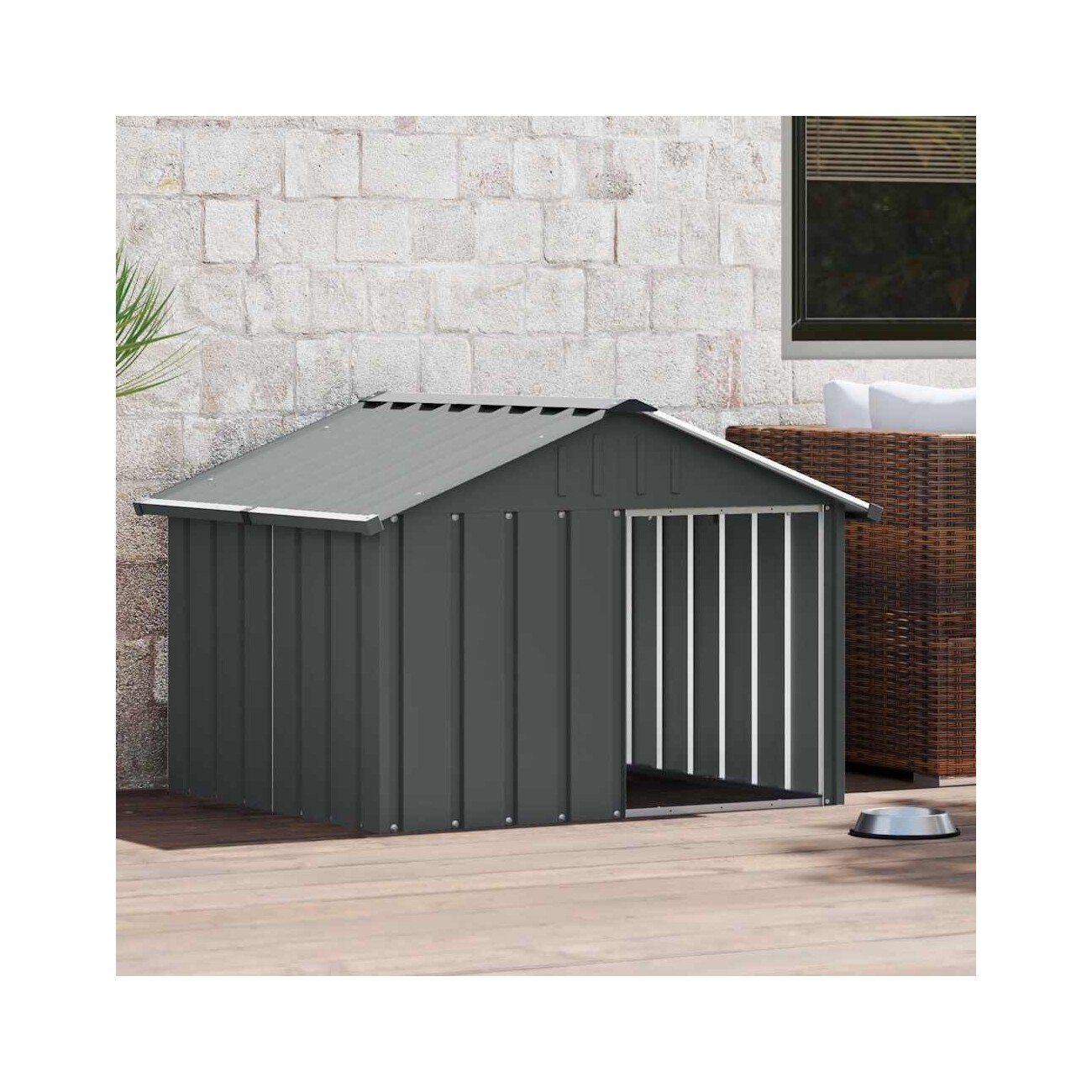 VidaXL Hundehütte Verzinkter Stahl Hundezwinger Hundekäfig anthrazit 1,165 m, 1,03 m, 81,5 cm