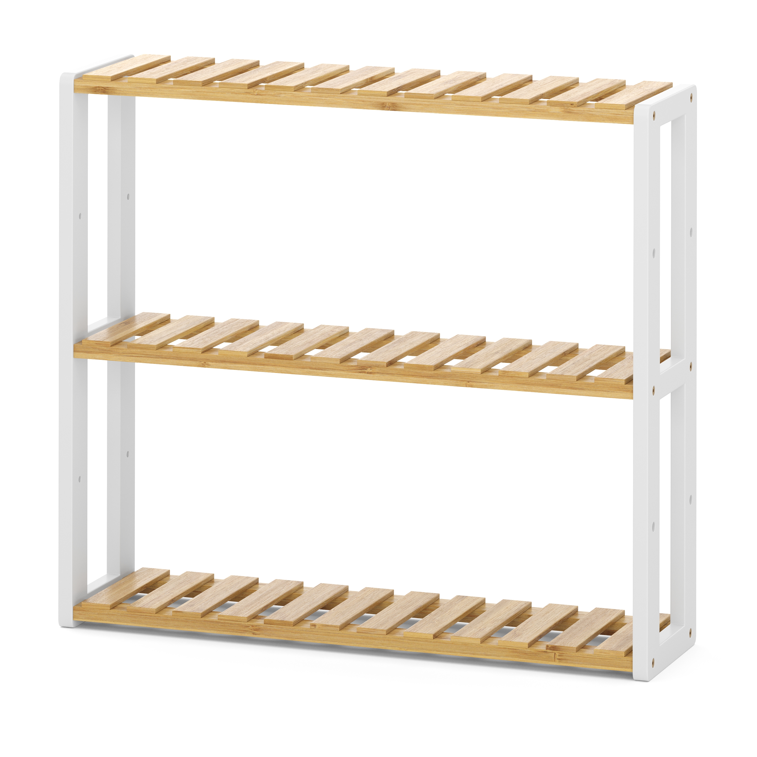 Regal Bambus 60 x 15 x 54 cm weiss/natur