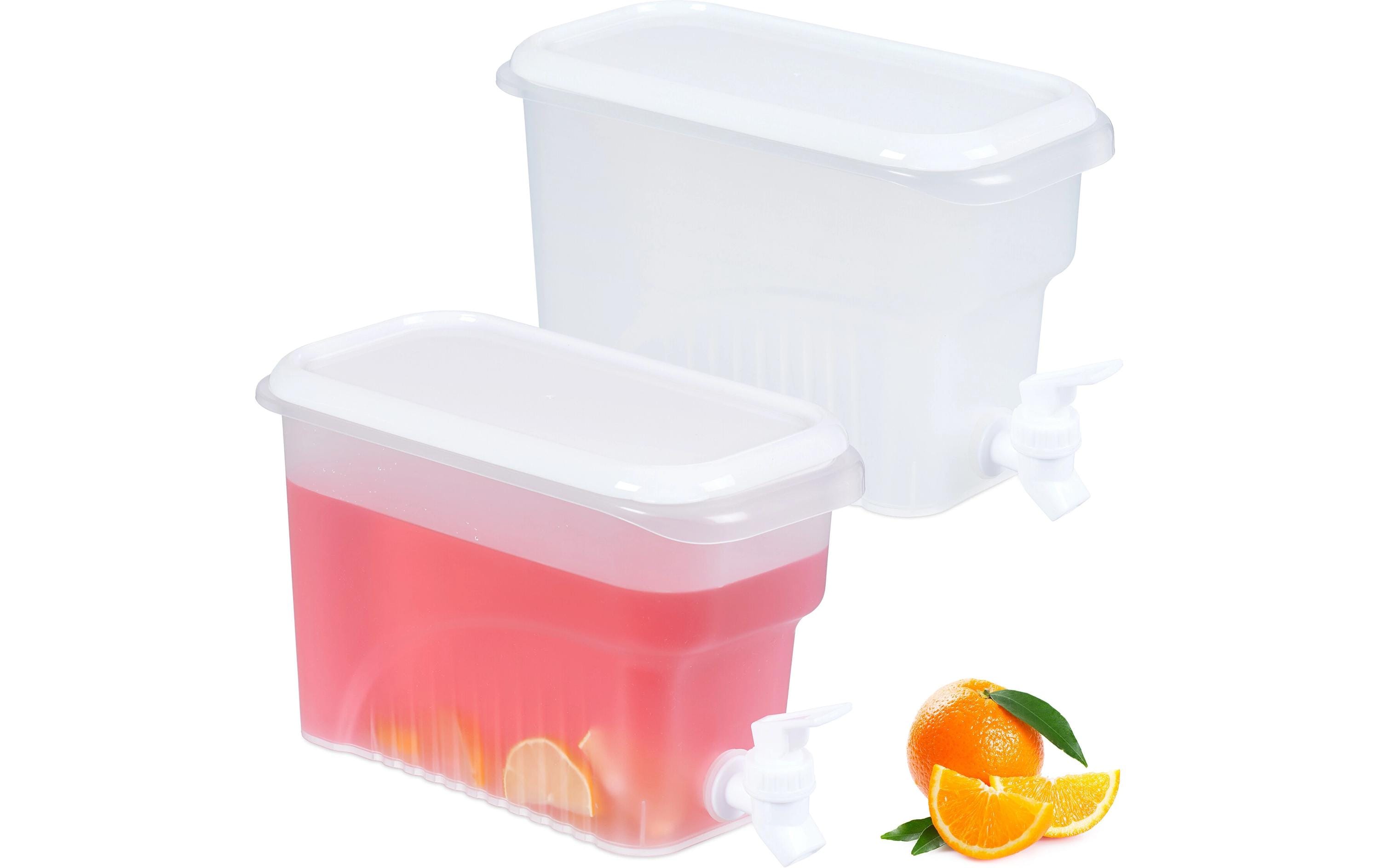 Getränkespender Kühlschrank 2er Set, 3 LiterZum Befüllen mit Wasser, Limonade, Saft, Eistee und mehr