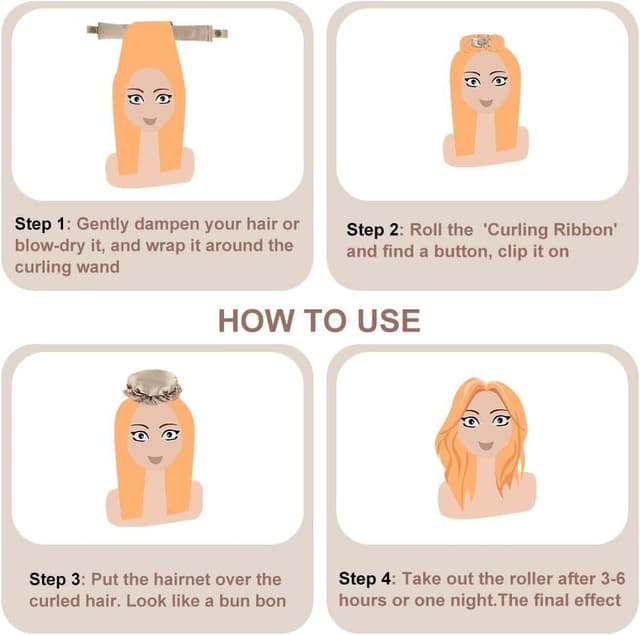 2-sæt Satin Heatless Hair Curler til at sove med om natten Grå