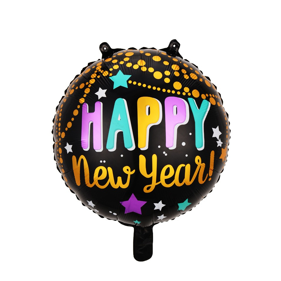 (10-tlg. Set) Silvester Party Deko Latex Konfetti Luftballon Folien Ballon Happy New Year / Stern - Gold / Schwarz