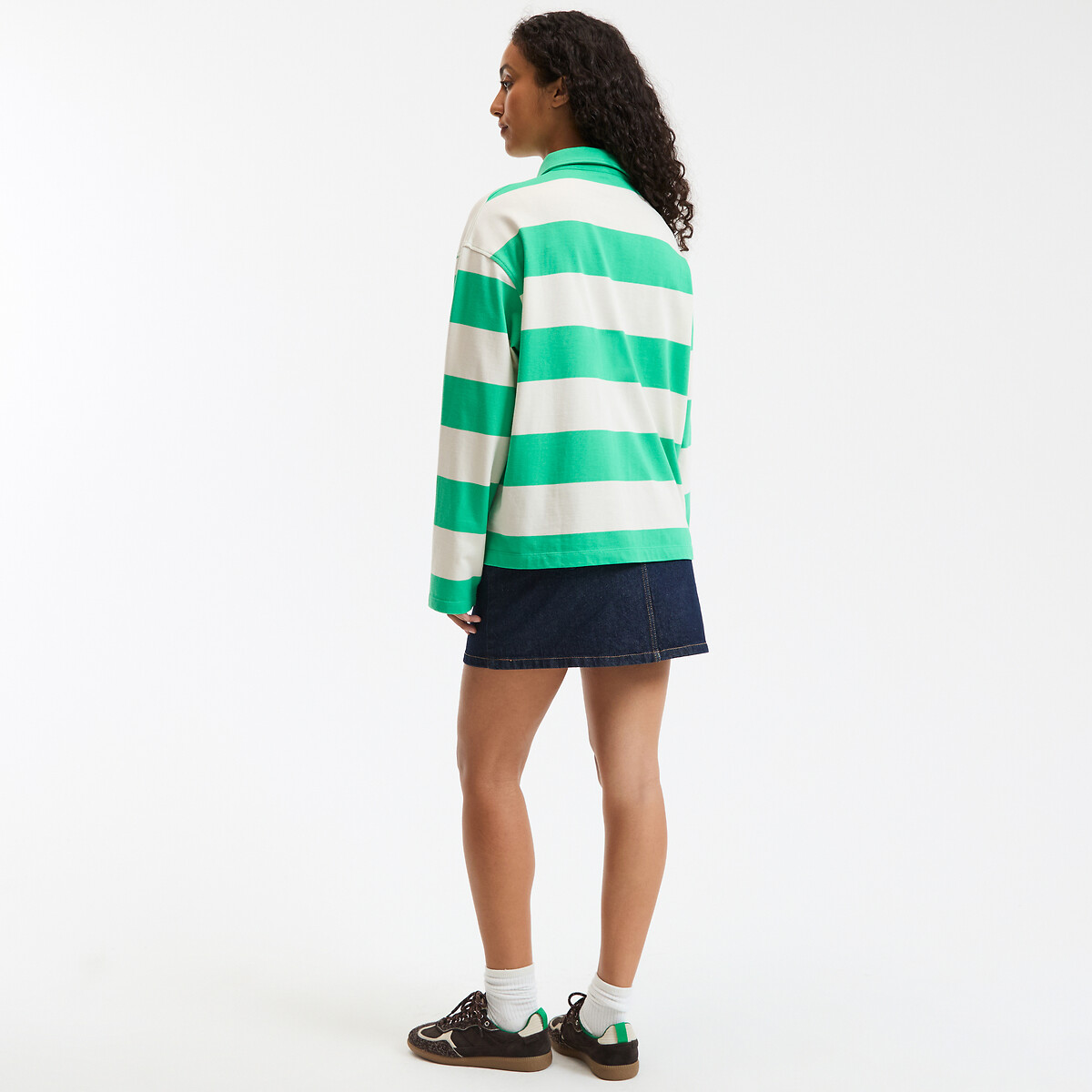 COLEÇÃO LA REDOUTE<br>Camiseta listrada com gola polo e mangas compridas