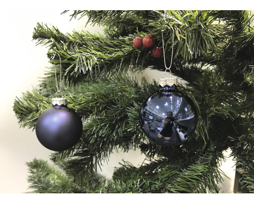 Lafiora glazen kerstboomballen, Ø 6 cm, blauw, 54 stuks.