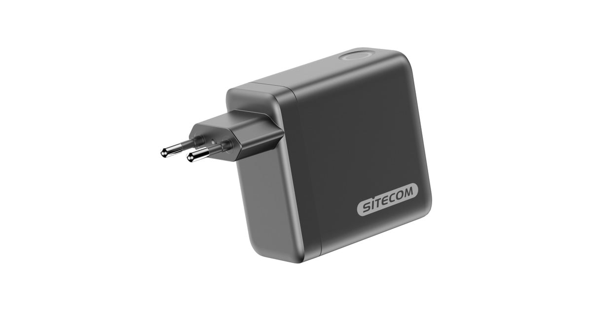 Sitecom140W GaN Power Delivery Wall Charger with full color LED display oplader  (Zwart)