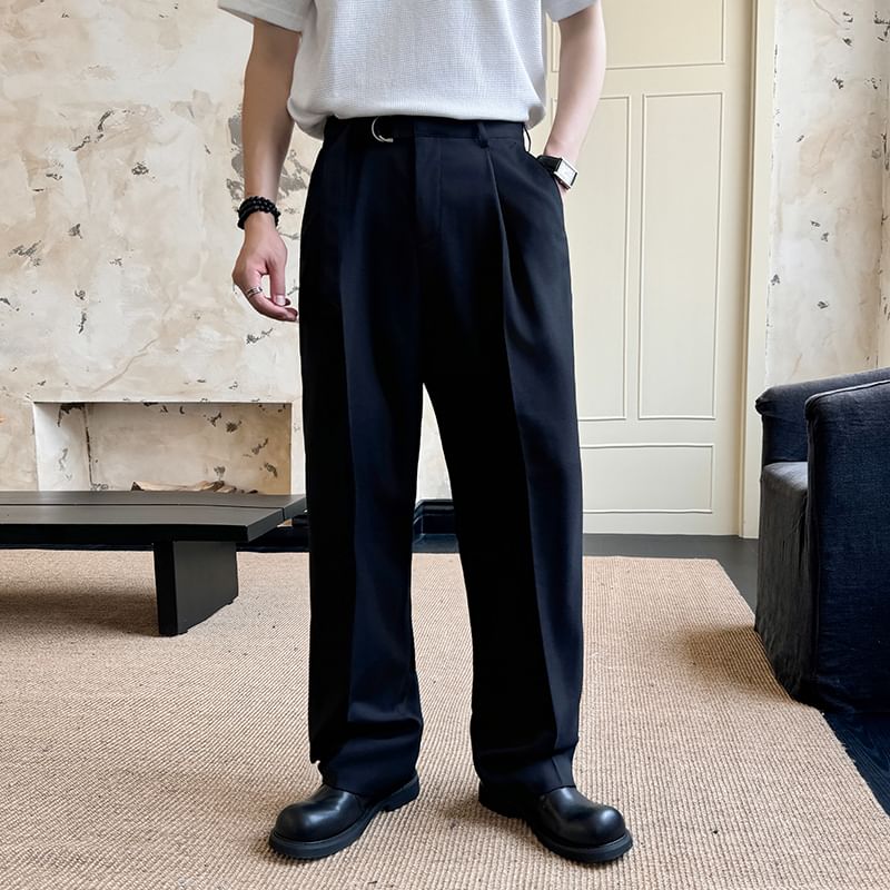 Orungeetun - Reverskraag Effen Dubbelrijs Blazer / Mid Rise Effen Wijde Broek