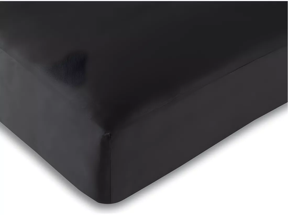 Drap Housse Noir 180 X 200 Cm / 100% Coton / 57 Fils/cm² 