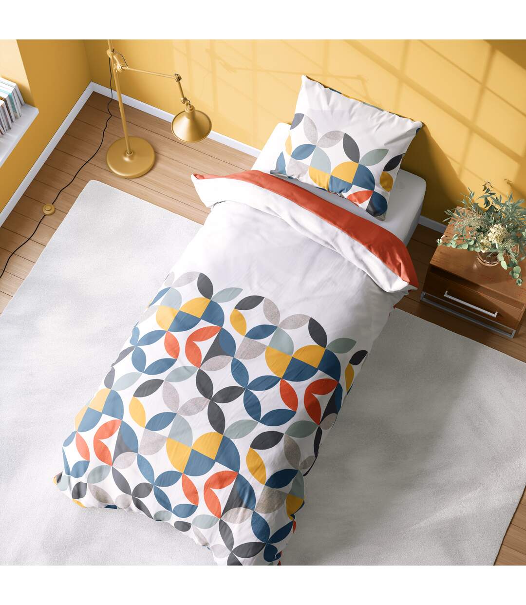 Parure de lit 260x240 cm coton PRUNE Blanc 3 pièces