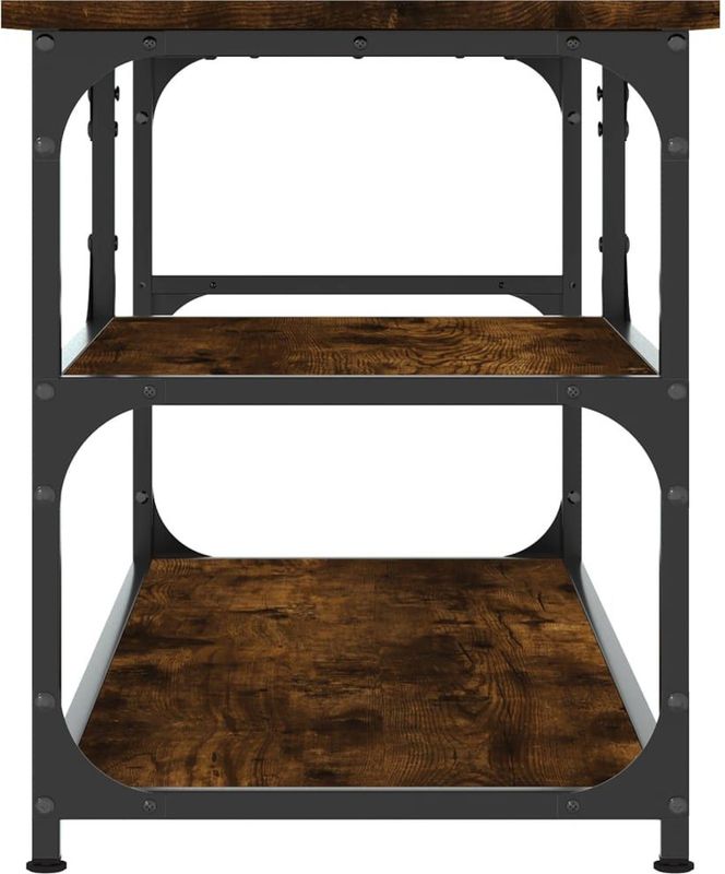vidaXL - Tv-meubel - Gerookt Eikenkleur - Bewerkt Hout - Staal