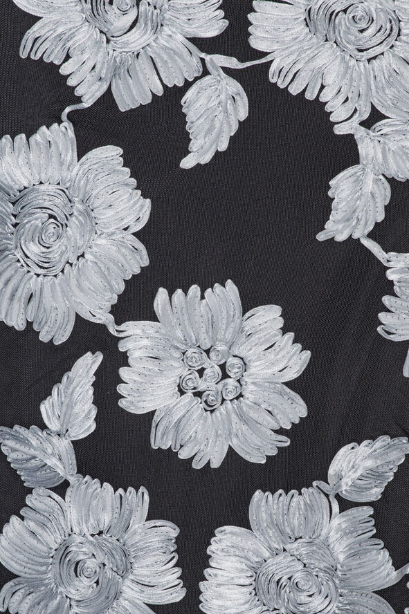 ROTATE Birger Christensen FLOWER MESH PENCIL SKIRT Gray pinstripe comb.